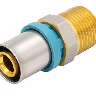 Erfu Raccord droit mâle à sertir multicouche 20 mm x 1/2M – certifié DVGW, multi-profils U/H/TH