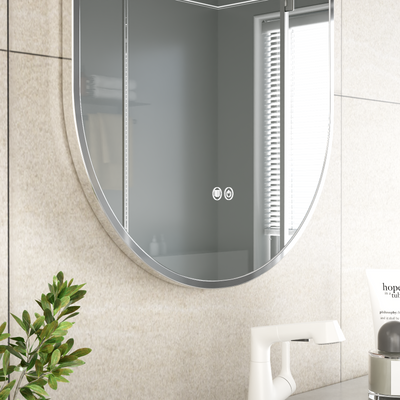 ERFU Ovale Badkamerspiegel 50x100 cm in roestvrij staal kleur: Luxe, Verwarming en Dimbare LED Verlichting