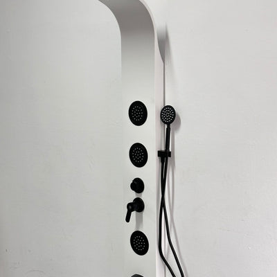 Colonne de douche luxueuse blanche mate – Douche à effet pluie et fonction massage