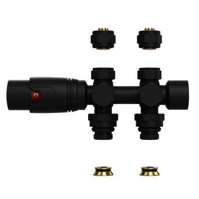 ERFU RADIATORKRAAN - DESIGN - THERMOSTATISCH - MUUR-EN VLOERAANSLUITING - 1/2MX16/2 M30 - Mat Black