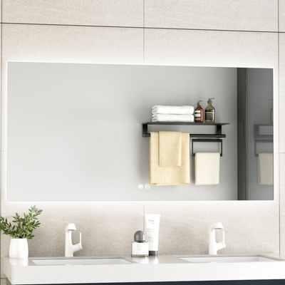 ERFU Rechthoekige Badkamerspiegel 120x60cm: Stijlvol, Slim en Altijd Helder met Anti-condens