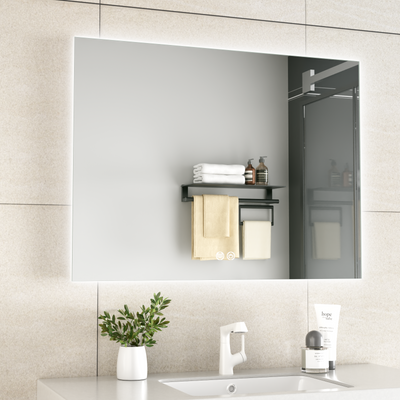 ERFU Miroir de salle de bain Carré 80x60cm : Éclairage LED et Technologie Intelligente pour Votre Salle de Bain