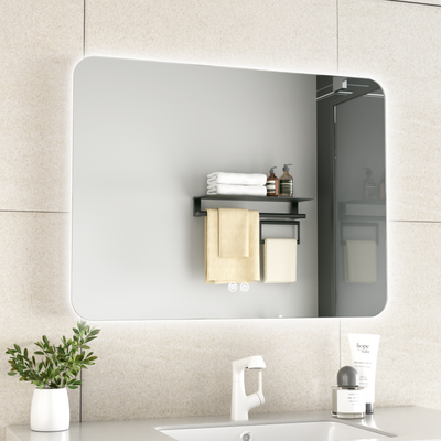 ERFU Miroir de Salle de Bain Rectangulaire 120x60cm – Antibuée, Éclairage Dimmable et Design Luxe