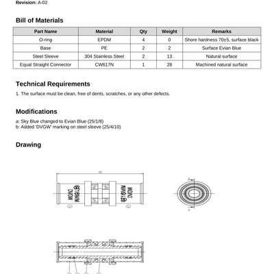 Erfu Manchon droit à sertir multicouche 16 mm x 16 mm – certifié DVGW, multi-profils U/H/TH