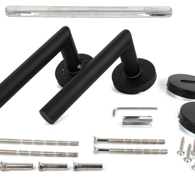 Hoekige deurklink met rozet voor binnendeuren | Krachtige borgveer, steunnokken | Zwart