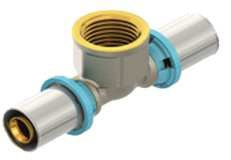 Erfu Té femelle à sertir multicouche 16 mm x 1/2F-V x 16 mm – press fitting certifié DVGW, multi-profils U/H/TH