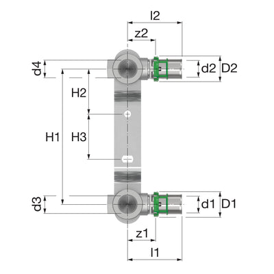 Press Wall Plate Double 16x1/2vx16