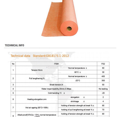 Natte D'étanchéité 1x15M=15M² Membrane D’Étanchéité 