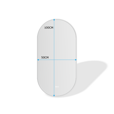 ERFU Ovale Badkamerspiegel 50x100 cm in Koperkleur: Luxe, Verwarming en Dimbare LED Verlichting