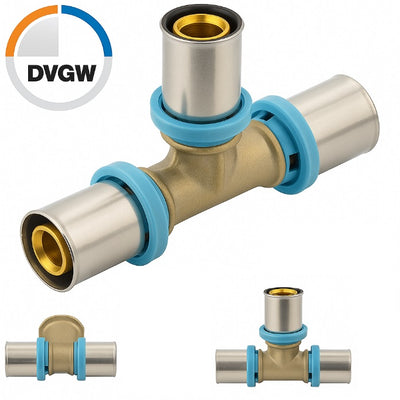 Erfu Té réduit à sertir multicouche 16 mm x 20 mm x 16 mm – certifié DVGW, multi-profils U/H/TH