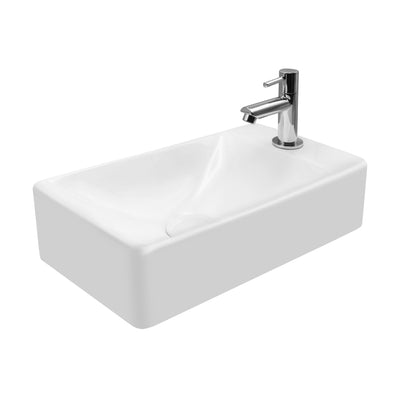 Aloni Ceramic Fountain Washbasin White With Tap Hole Right