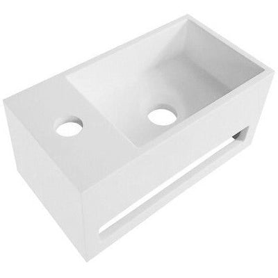 Veroni Solid Surface Washbasin White Towel Holder With Tap Hole Left 35.8x20.5x15.7cm