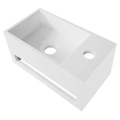 Veroni Solid Surface Washbasin White Towel Holder With Tap Hole Right 35.8x20.5x15.7cm