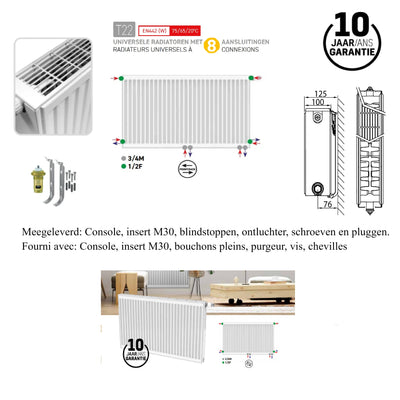 Belrad Bel8 Radiator With 8 Connections T22 300x1400-1375w