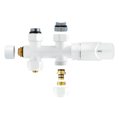 Thermostatic Radiator Tap Straight White 1/2mx16/2 M30