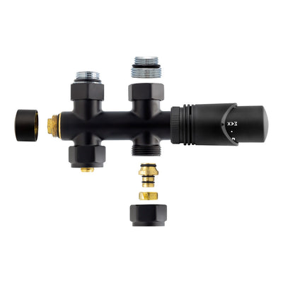 Thermostatic Radiator Tap Straight Black 1/2mx16/2 M30