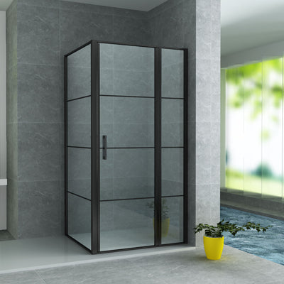 Aloni Walk-In Douche Wandmat Zwart Raster 140x200cm 8mm