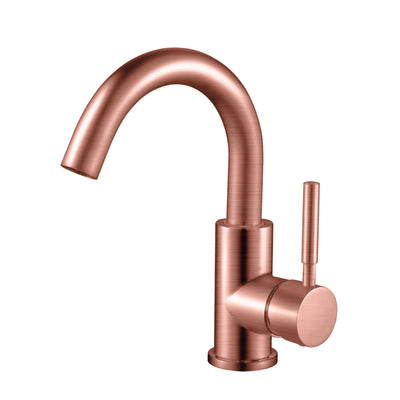 Aloni Ensy Washbasin Mixer Tap Single Lever With Swivel Spout Brushed Copper