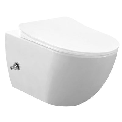 Design Ophang Wc Wit Met Rvs Sproeier (Bidet) Rimoff Met Een Geïntegreerde Warm / Koud Water Kraan