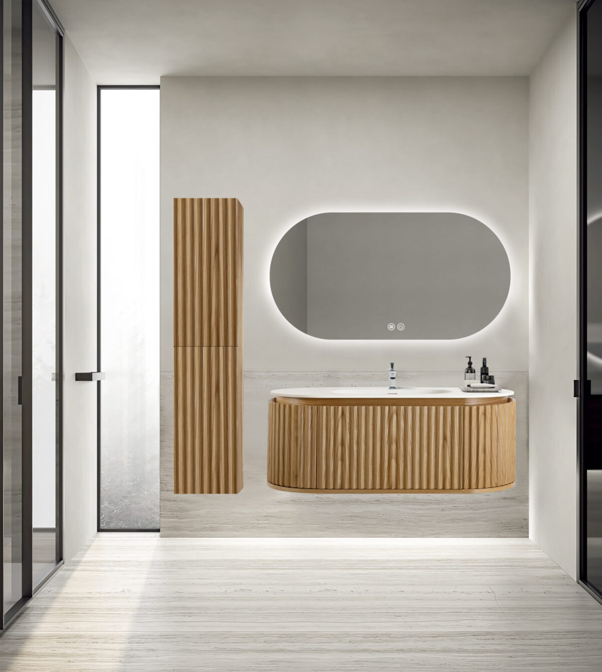 MAGNOLIA WASTAFELKAST - 1 LADE - Greeploos - SOFT CLOSE – 119X40X52 CM - LICHT EIKEN - Afbeelding 24