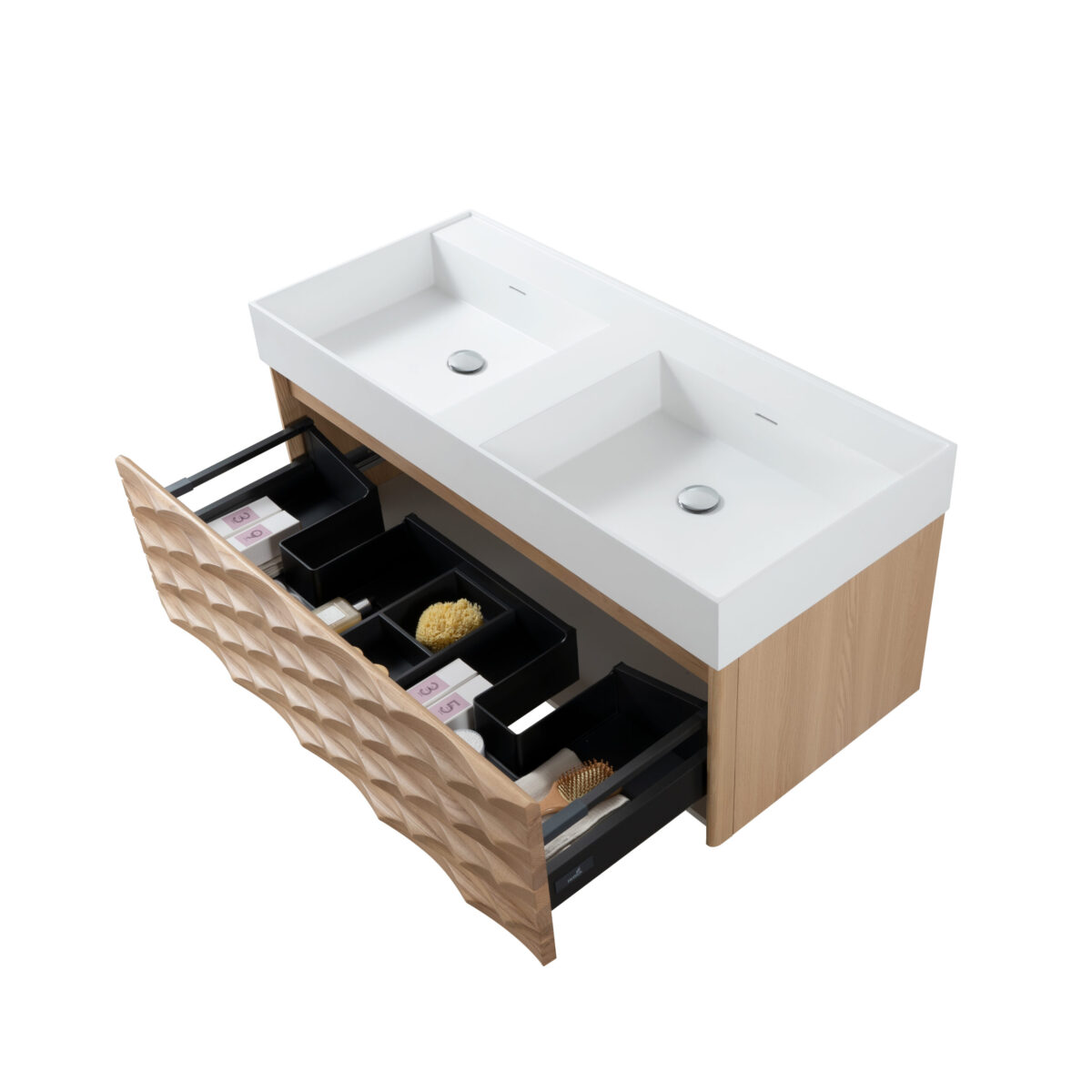 MAGNOLIA WASTAFELKAST - 1 LADE - Greeploos - SOFT CLOSE – 119X40X52 CM - LICHT EIKEN - Afbeelding 3