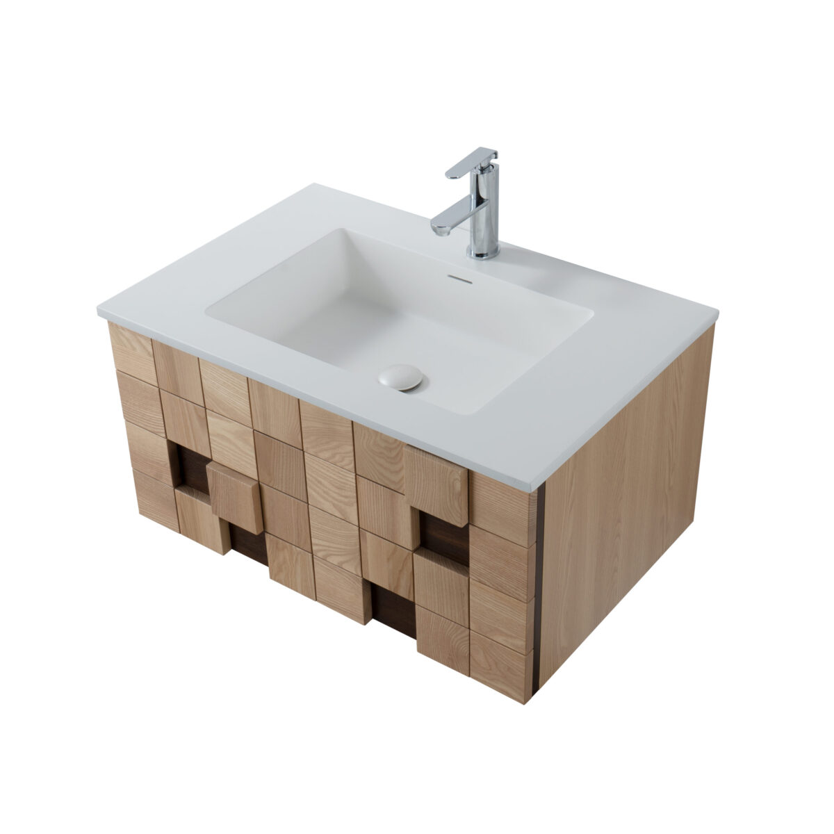 Kamellia Vanity Unit - 1 Drawer - Handleless - Soft Close – 79x40x52 Cm - Light Walnut - Image 26