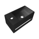 SOLID SINK WITH TOWEL HOLDER AND TAPHOLE LEFT (60X35X15CM) - MATT BLACK