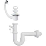 ÉVIER UTILITAIRE - AVEC DISTRIBUTEUR DE SAVON, MONTAGE MURAL, DRAIN ET SIPHON - PLASTIQUE (POLYPROPYLÈNE) - 25X40X60CM - BLANC – Image 3