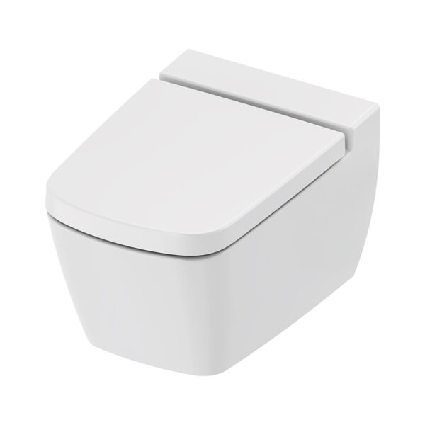 TECENEO WALL-HUNG TOILET WITH BIDET - WITH BIDET MIXER TAP - COLD WATER - WITH TOILET SEAT - 54 CM - GLOSSY WHITE