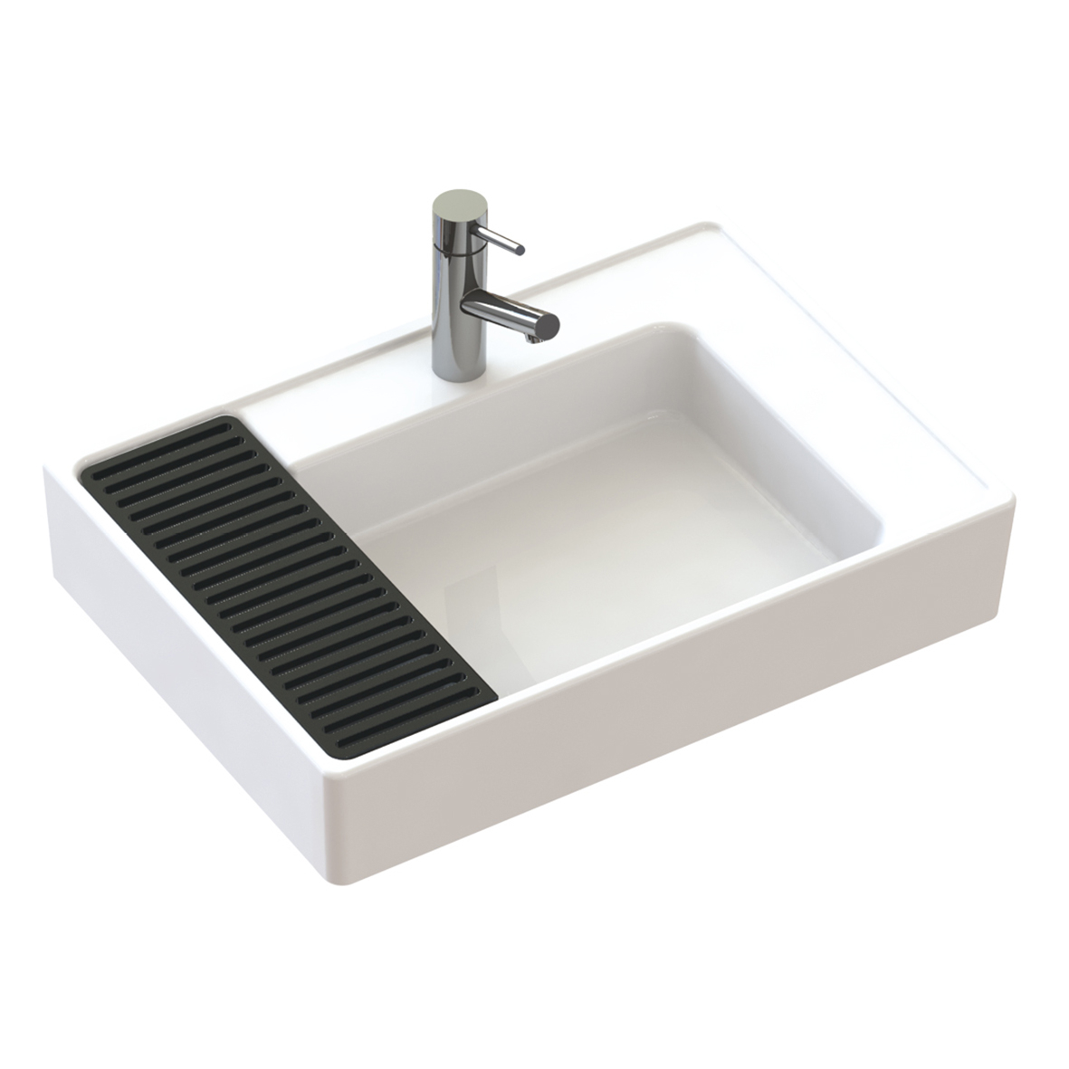 AR065-00CB00E-0000.jpg CREAVIT ARYA CERAMIC WASHBASIN WITH RACK (68CM) - WHITE - Image 1