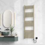 BELRAD ELECTRIC TOWEL DRYER – WITH DIGITAL PROGRAMMABLE THERMOSTAT – SMART WIFI - RIGHT CONNECTION – 700W – 1600X500 MM – BRUSHED GOLD - Image 2