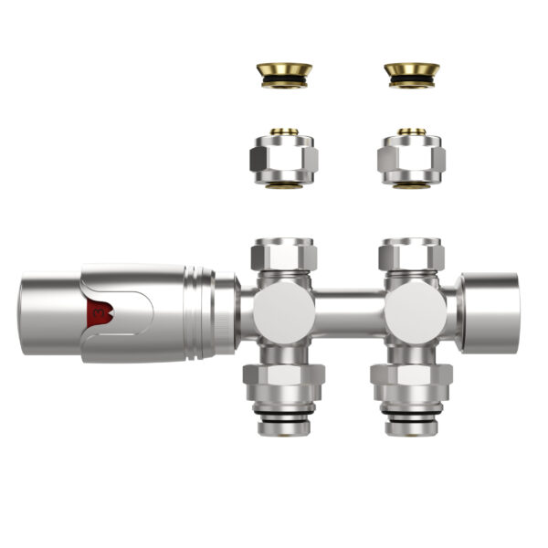 RADIATOR VALVE – DESIGN – THERMOSTATIC – WALL AND FLOOR CONNECTION – 1/2MX16/2 M30 – BRUSHED STAINLESS STEEL