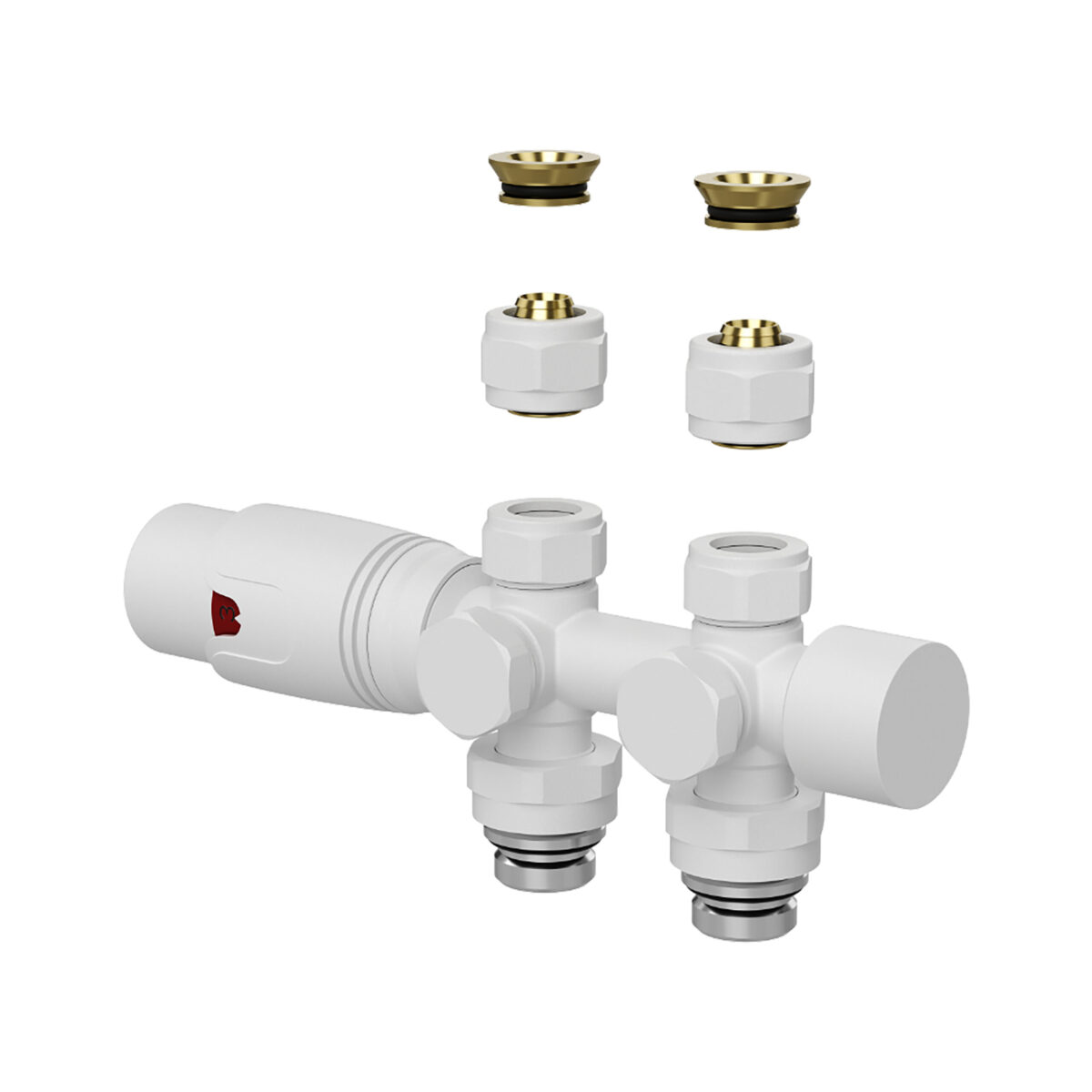 RADIATORKLEP - DESIGN - THERMOSTATISCH - WAND- EN VLOERAANSLUITING - 1/2" buitendraadX16/2 M30 - MAT WIT - Afbeelding 2