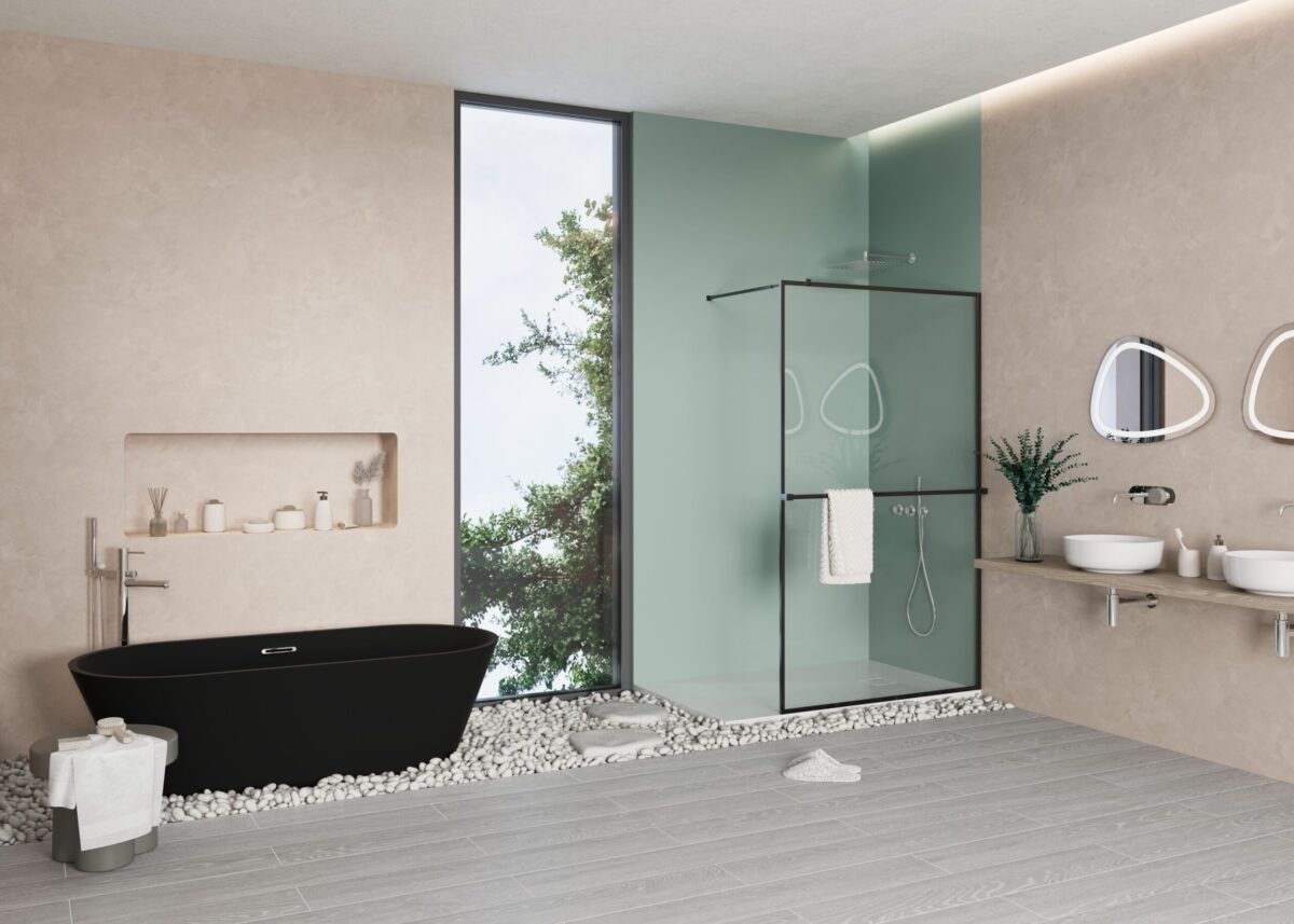 ALONI BAUCI VRIJSTAAND BAD - MASSIEF OPPERVLAK - 170X80X58,5 cm - MAT ZWART - Afbeelding 2