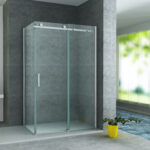 ALONI SHOWER CABIN WITH SLIDING DOOR AND SIDE PANEL - ANTI-LIME TREATMENT - REVERSIBLE - 8MM SAFETY GLASS - 90X140X195 CM - CHROME - CLEAR GLASS