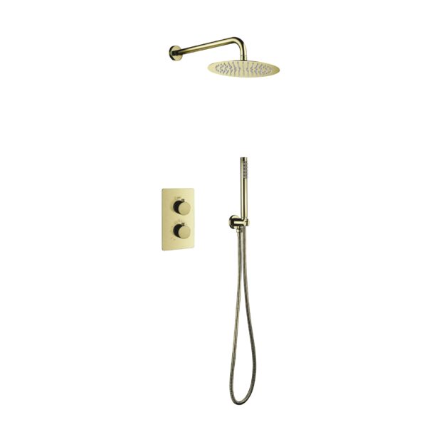 ALONI BUILT-IN THERMOSTATIC SHOWER SET WITH RAIN SHOWER HEAD (Ø25CM) - BRUSHED GOLD