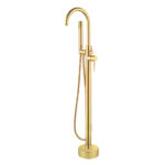 ALONI FREESTANDING BATH MIXER TAP WITH HAND SHOWER - BRUSHED GOLD