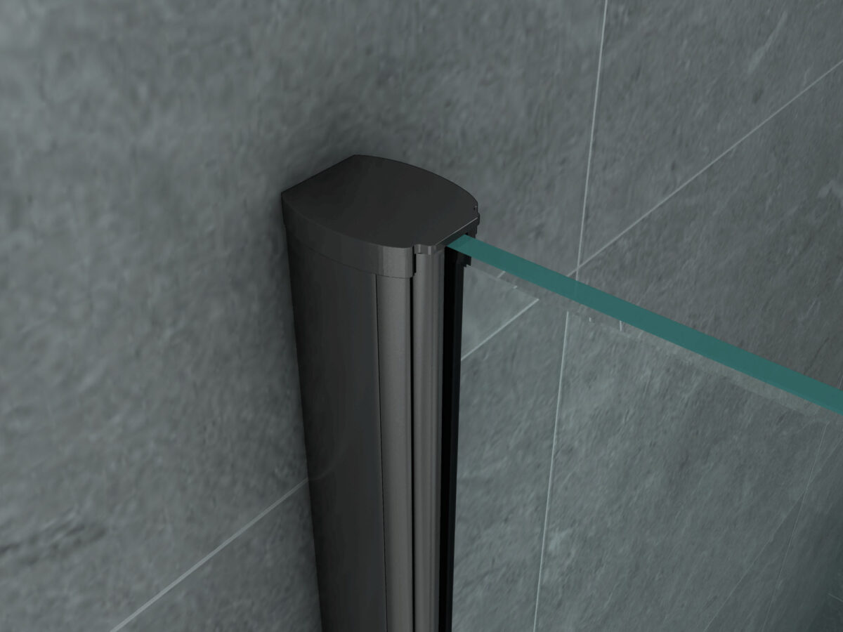 Aloni Shower Enclosure With Sliding Door And Side Panel - With Anti-Calcaire Treatment - Reversible - 8mm Safety Glass - 90x120x195 Cm - Matt Black - Clear Glass - Image 3