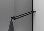 DOUCHE À L'ALPIN CURVY AVEC PORTE-SERVIETTE - COURBE - AVEC TRAITEMENT ANTI-CALCAIRE - RÉVERSIBLE - VERRE DE SÉCURITÉ 8MM - 100X200CM - NOIR MAT - VERRE FUMÉ GRIS – Image 2