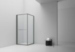 INSLIDE SHOWER ENCLOSURE - INWARD OPENING SLIDING DOOR AND SIDE PANEL - SPACE-SAVING - REVERSIBLE - 6MM SAFETY GLASS - 90X90X200 CM - GUNMETAL - CLEAR GLASS
