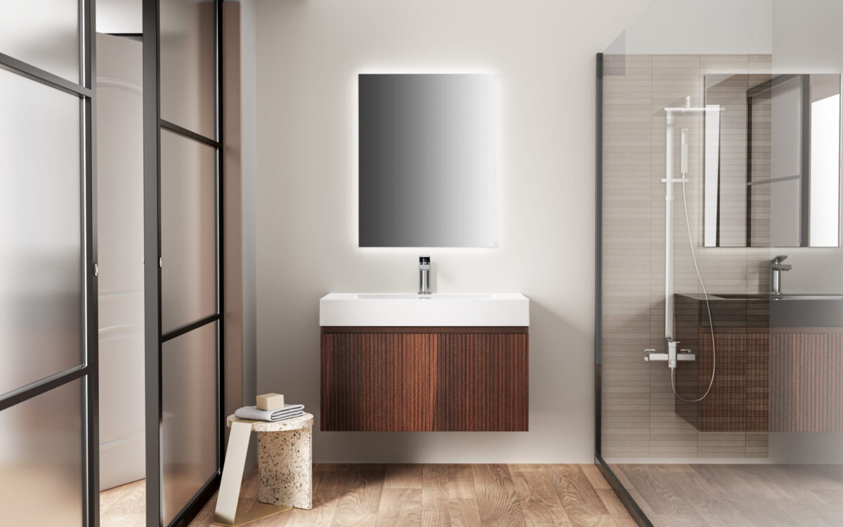 Aloni Washbasin- 1 Basin - With Overflow - 1 Tap Hole - Polyresin - 80x10x46 Cm - Glossy White - Image 4