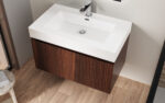 LAVABO ALONI - 1 VASQUE - AVEC TROP-PLEIN - 1 TROU POUR ROBINETERIE - MARBRE ARTIFICIEL - 80X10X46 CM - BLANC MAT – Image 3