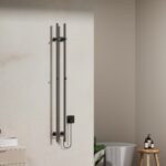 RADIATEUR ÉLECTRIQUE BELRAD - DOUBLE - AVEC THERMOSTAT NUMÉRIQUE PROGRAMMABLE - 120W - Ø2,5CM - 150X16,8X12,7 CM - Gunmetal – Image 2