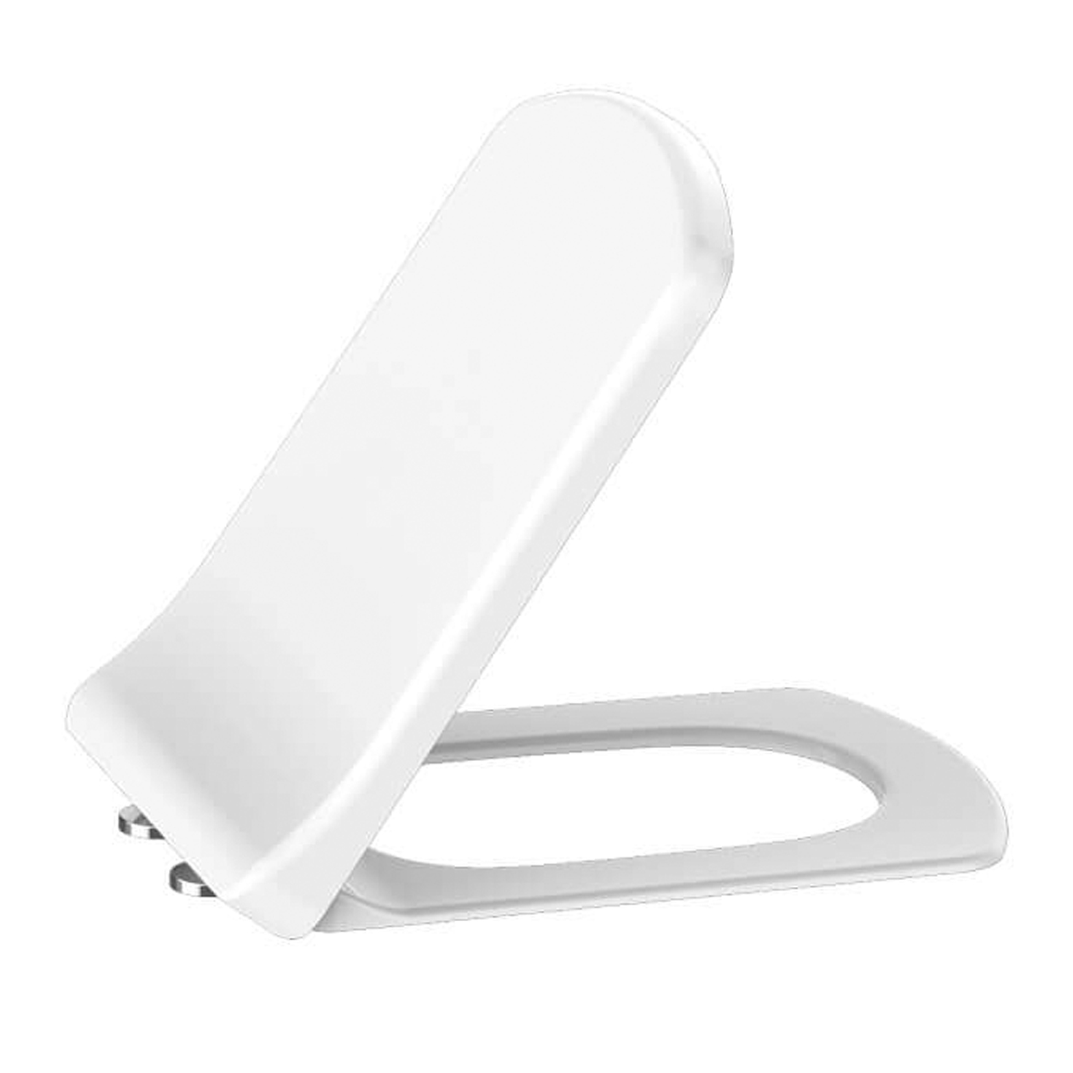 KC1603.01.0000E.jpg CREAVIT LARA TOILET SEAT - D-SHAPE - SOFT CLOSE - QUICK RELEASE - DUROPLAST - STAINLESS STEEL HINGES - GLOSSY WHITE - Image 1