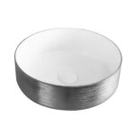 ALONI TURO WASHBASIN WITH TEXTURED SURFACE – COUNTERTOP – WITHOUT OVERFLOW – WITHOUT TAP HOLE – CERAMIC – 36X12.5X36 CM – SILVER/WHITE GLOSSY