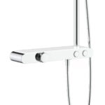 ALONI MITIGEUR DE DOUCHE THERMOSTATIQUE AVEC ETAGERE CHROME BLANC – Image 3