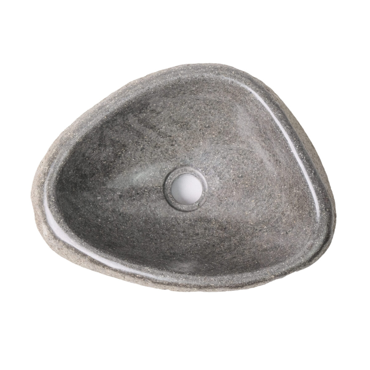 Lavabo Rond En Pierre De Riviere Naturelle Bord Fin - Gris 30-35x15x1.5cm – Image 2