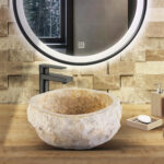 ERODED NATURAL MARBLE WASHBOWL - BROWN 30-35x15CM - Image 3