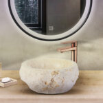 ERODED NATURAL MARBLE WASHBOWL - CRÈME 30-35x15CM - Image 3