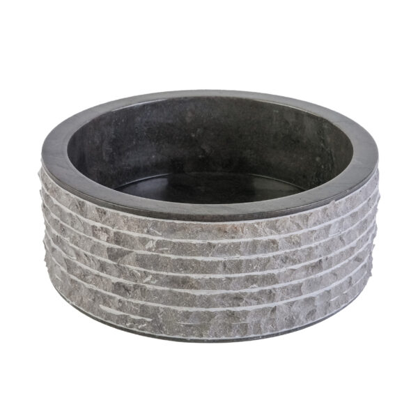 MARBLE ALUR WASHBOWL WITH POLISHED INTERIOR - BLACK 40X15CM